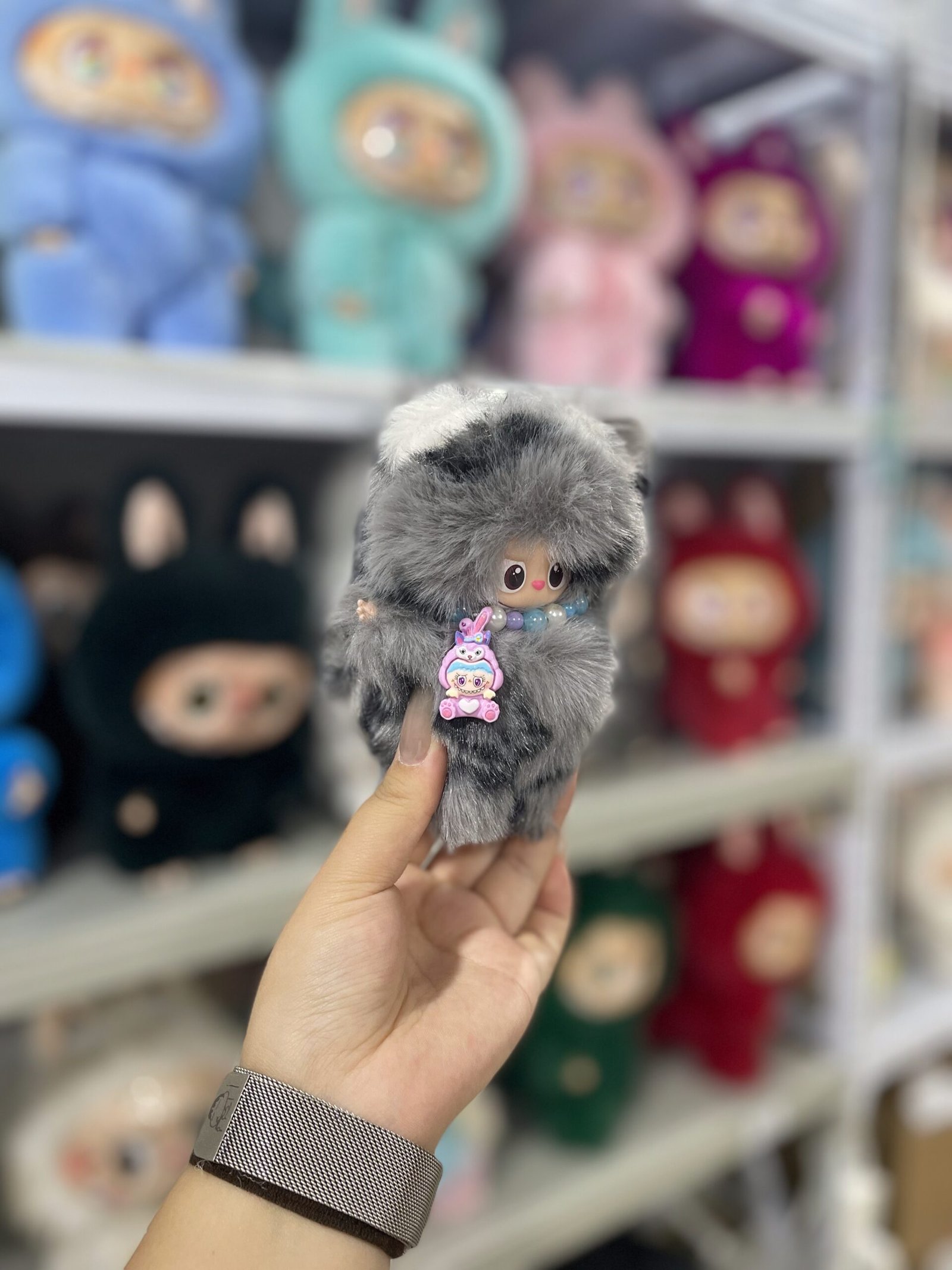 12cm Handmade Custom Mini Magnetic Heart Bear Labubu vinyl plush pendant(all the colors) - Image 3