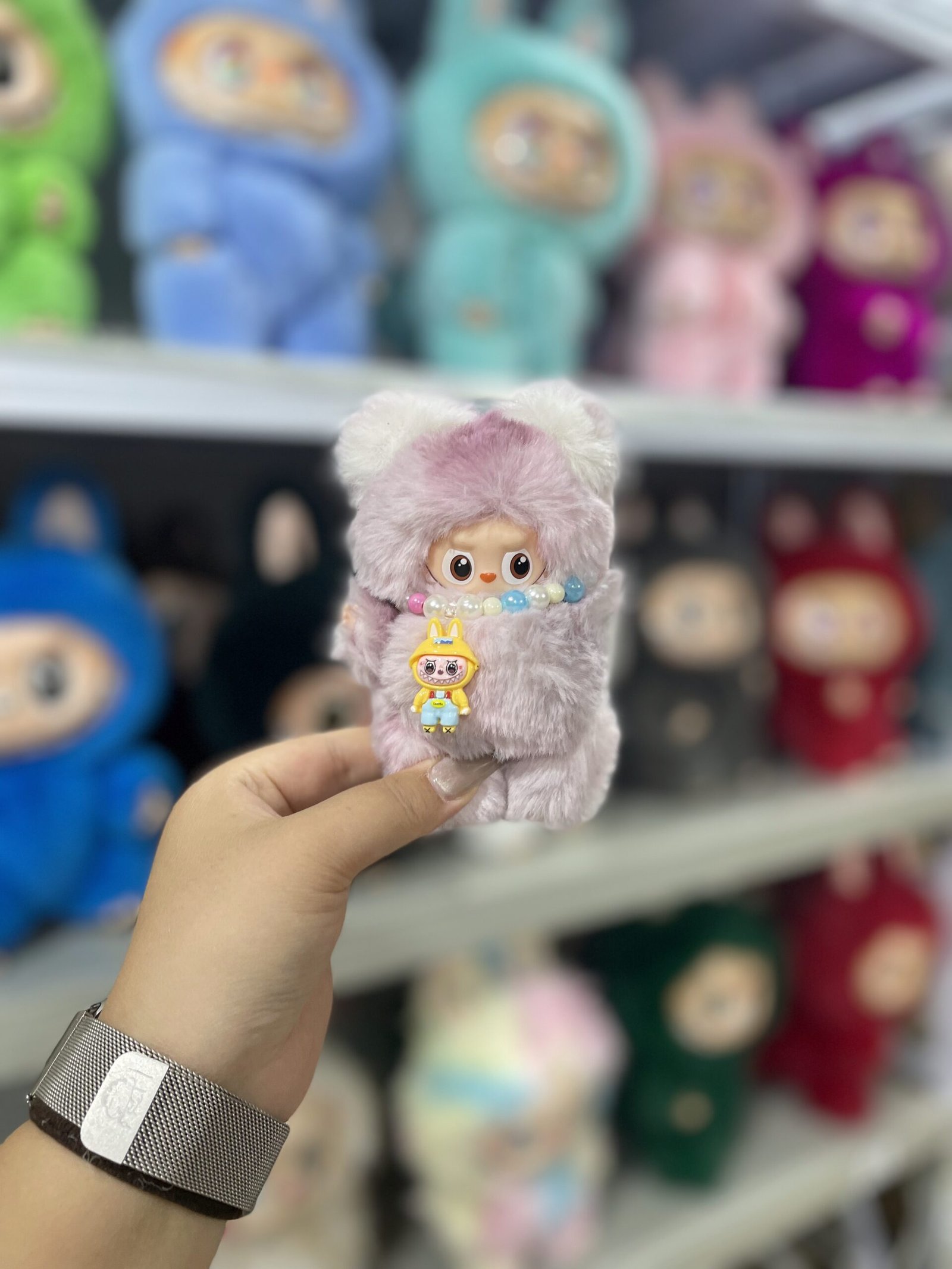 12cm Handmade Custom Mini Magnetic Heart Bear Labubu vinyl plush pendant(all the colors) - Image 4