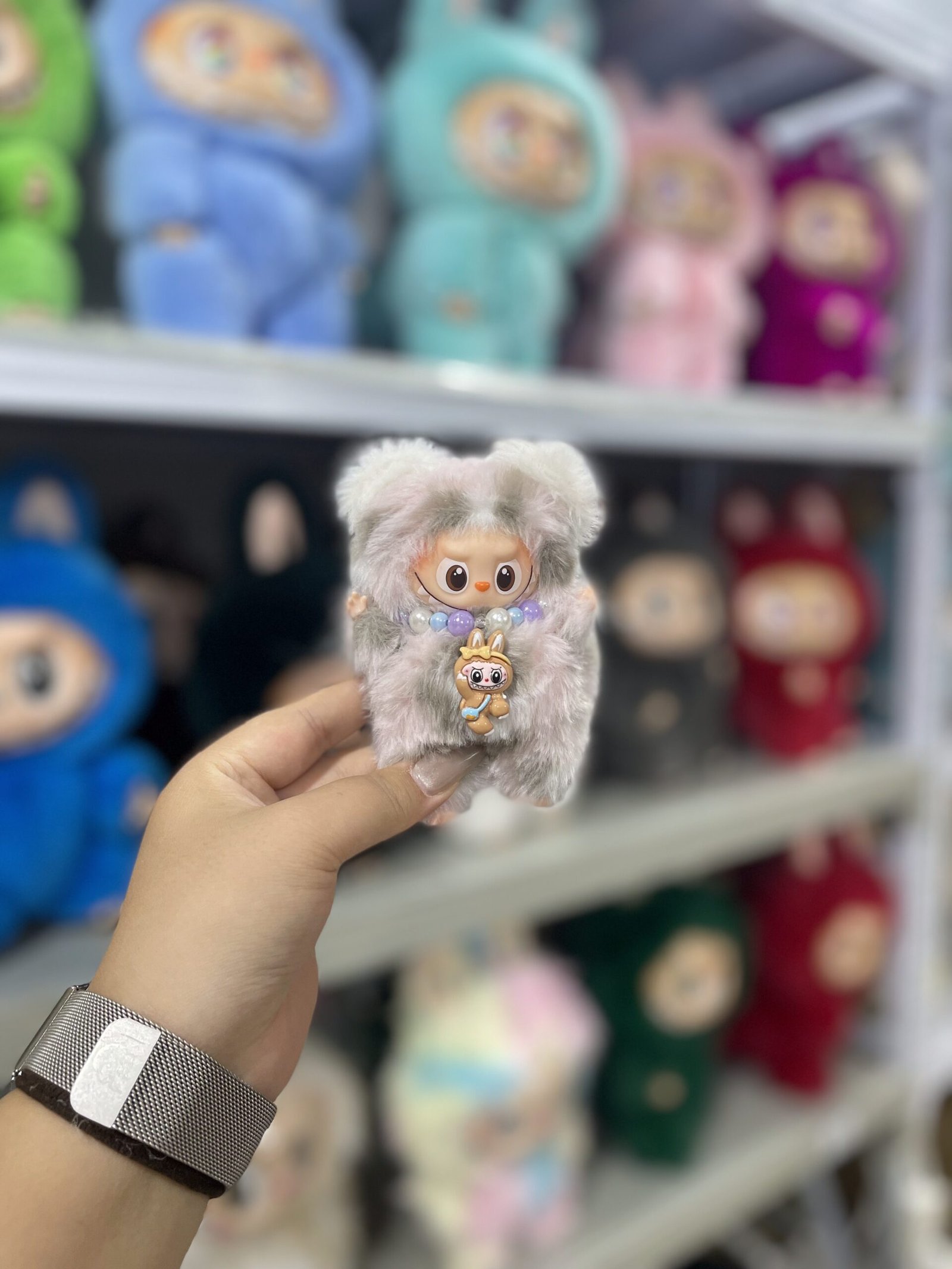 12cm Handmade Custom Mini Magnetic Heart Bear Labubu vinyl plush pendant(all the colors)