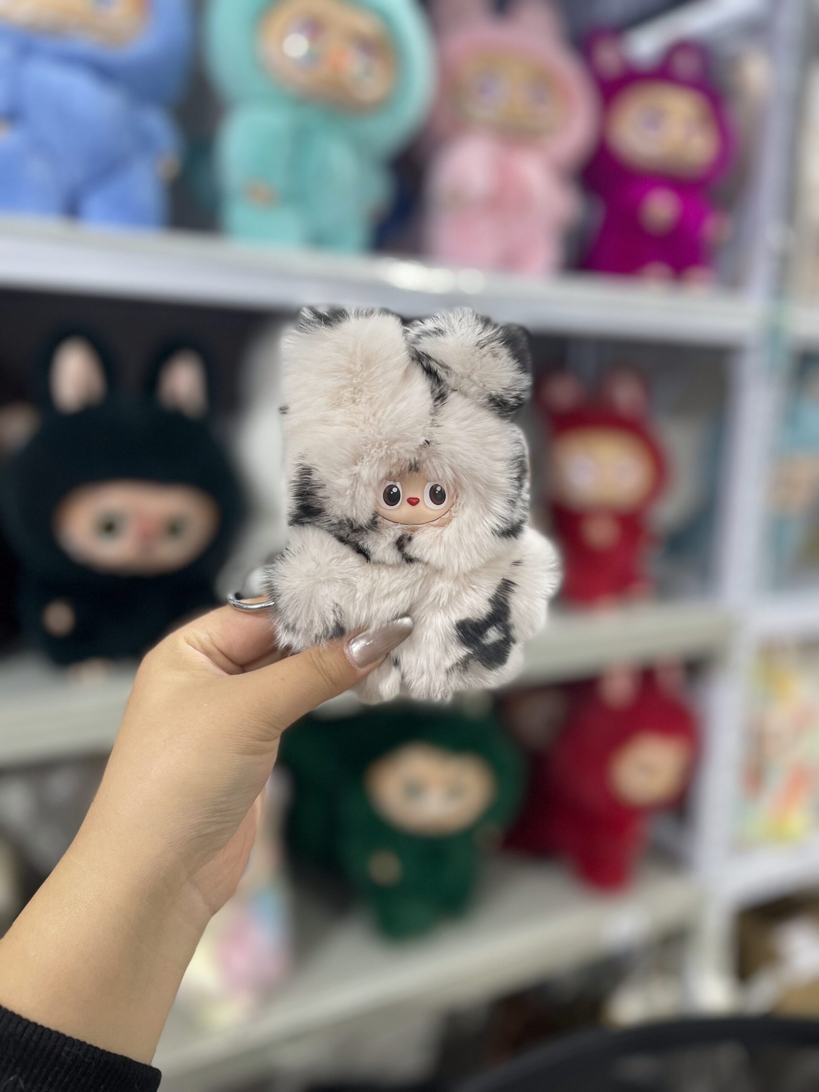 12cm Handmade Custom Mini real fur lv printed bear Labubu vinyl plush pendant(all the colors) - Image 2