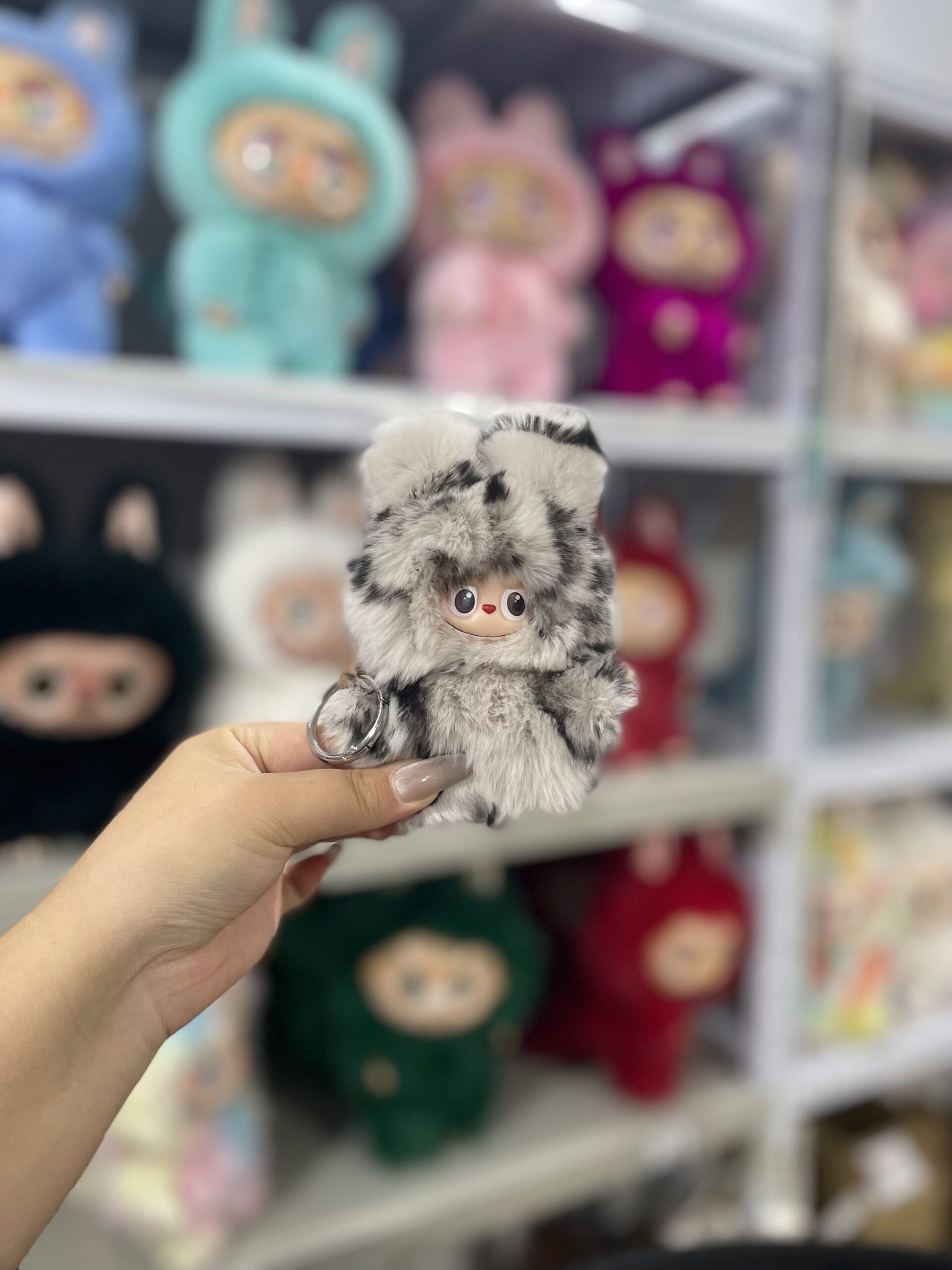 12cm Handmade Custom Mini real fur lv printed bear Labubu vinyl plush pendant(all the colors) - Image 3