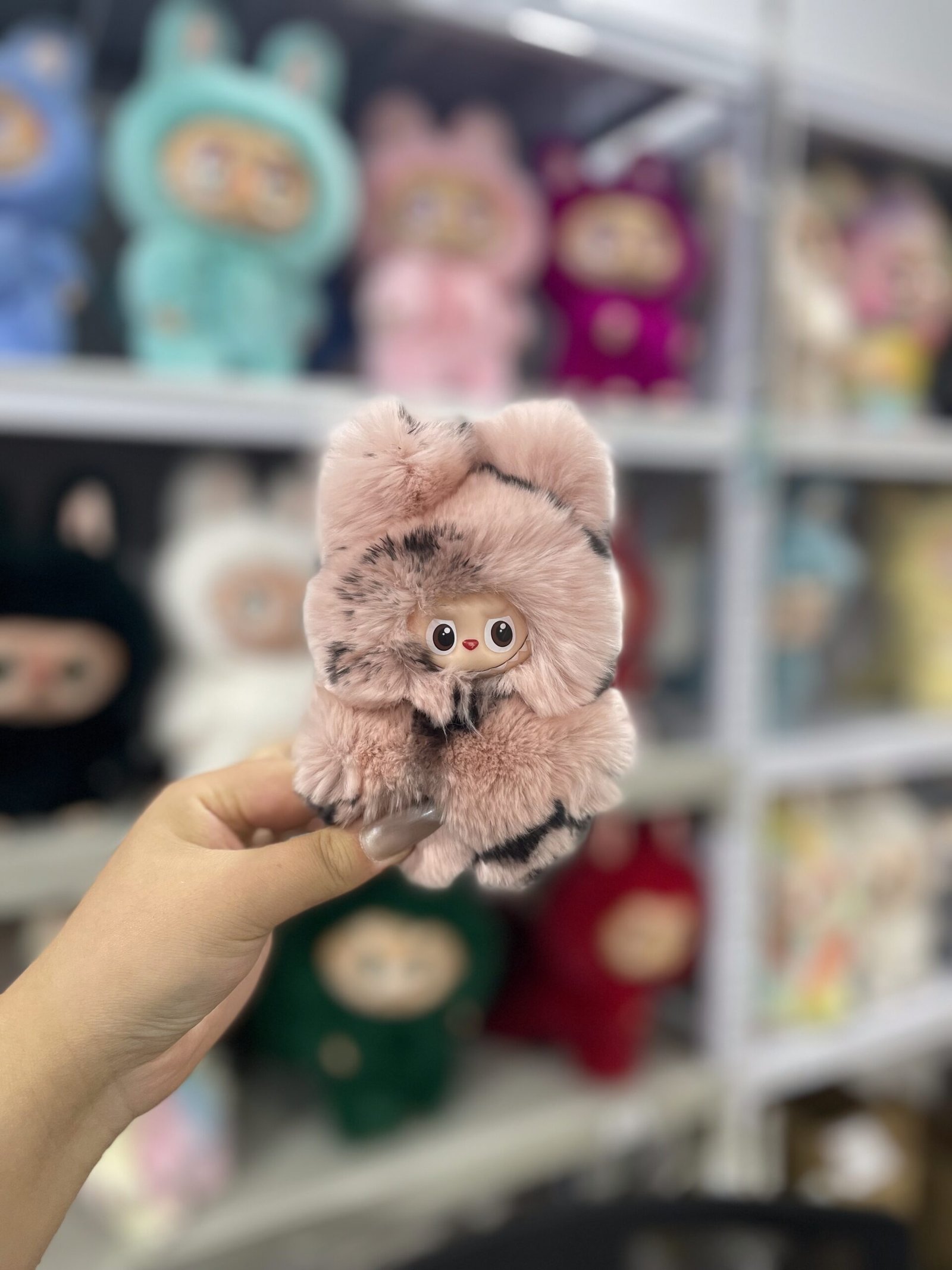 12cm Handmade Custom Mini real fur lv printed bear Labubu vinyl plush pendant(all the colors) - Image 4