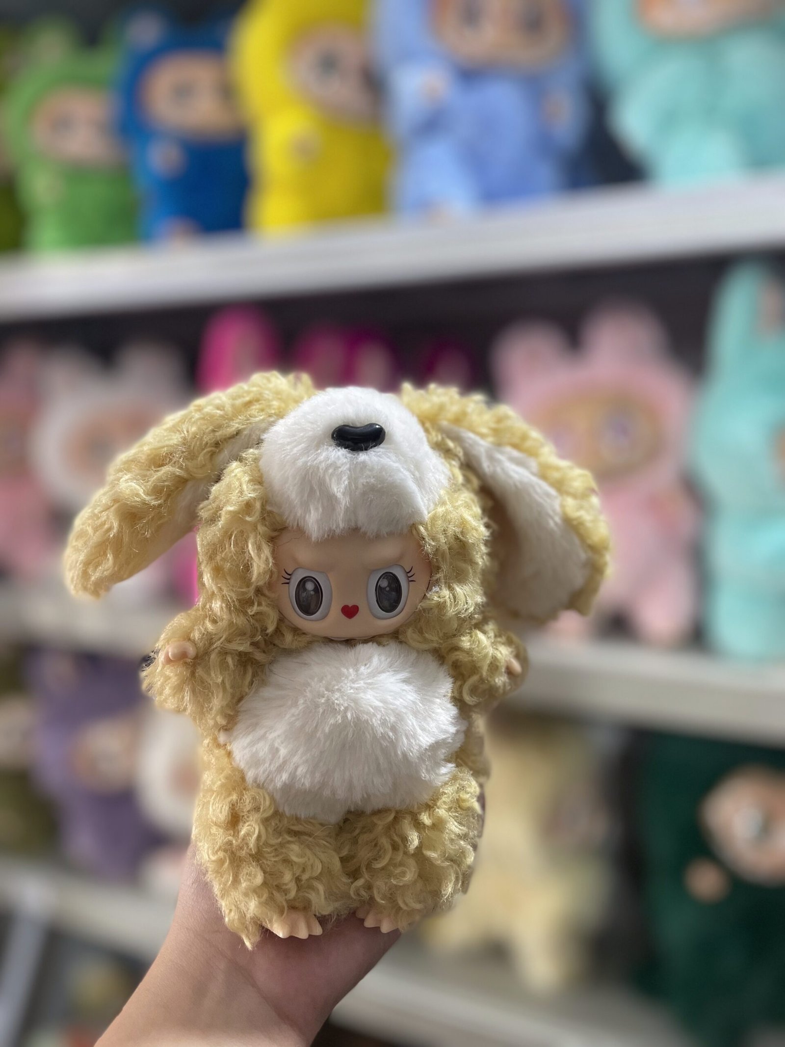 18cm Handmade Custom Curly Hair Puppy Labubu vinyl plush pendant(All The Colors)