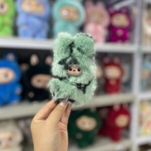 12cm Handmade Custom Mini real fur lv printed bear Labubu vinyl plush pendant(all the colors)