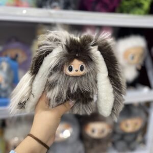 18cm Handmade Custom Magnetic Tail grey bunny Labubu vinyl plush pendant