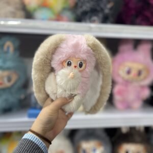 18cm Handmade Custom Magnetic Tail pink cream bunny Labubu vinyl plush pendant