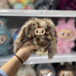 18cm Handmade Custom Magnetic Tail leopard printed bunny Labubu vinyl plush pendant