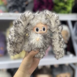 18cm Handmade Custom Magnetic Tail curly grey bunny Labubu vinyl plush pendant