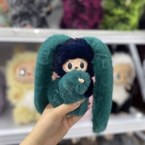 18cm Handmade three color bunny with magnetic heart Labubu vinyl plush pendant （all the colors)