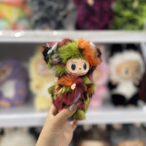 18cm Handmade Custom Magnetic Tail colorful raccoon Labubu vinyl plush pendant