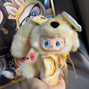 18cm Handmade Custom yellow puppy Labubu vinyl plush pendant