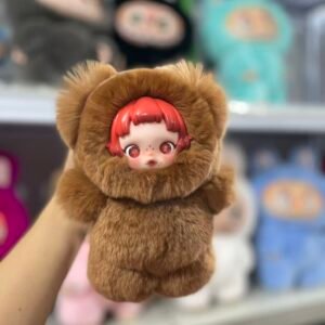 18cm Handmade Custom REAL FUR brown SP  Labubu vinyl plush pendant