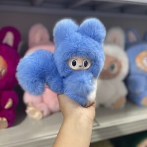 18cm Handmade Custom REAL FUR blue fox vinyl plush pendant