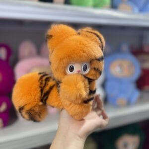 18cm Handmade Custom REAL FUR orange fox vinyl plush pendant