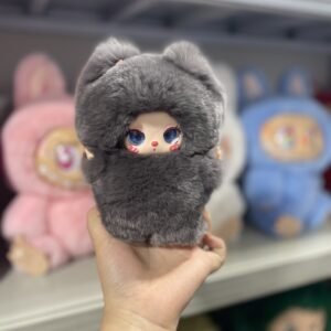 18cm Handmade Custom REAL FUR grey lila vinyl plush pendant