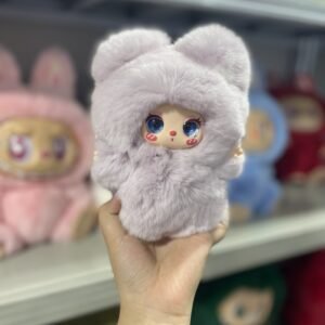 18cm Handmade Custom REAL FUR light purple lila vinyl plush pendant