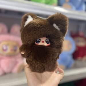 18cm Handmade Custom REAL FUR brown baby 3 vinyl plush pendant