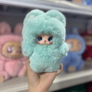 18cm Handmade Custom REAL FUR mint green lila vinyl plush pendant
