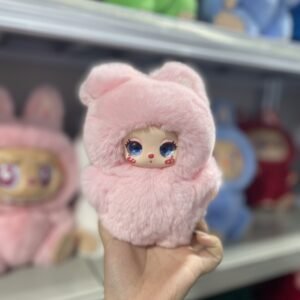 18cm Handmade Custom REAL FUR pink lila vinyl plush pendant