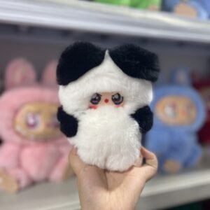 18cm Handmade Custom REAL FUR mint panda color baby3 vinyl plush pendant