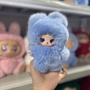 18cm Handmade Custom REAL FUR blue lila vinyl plush pendant