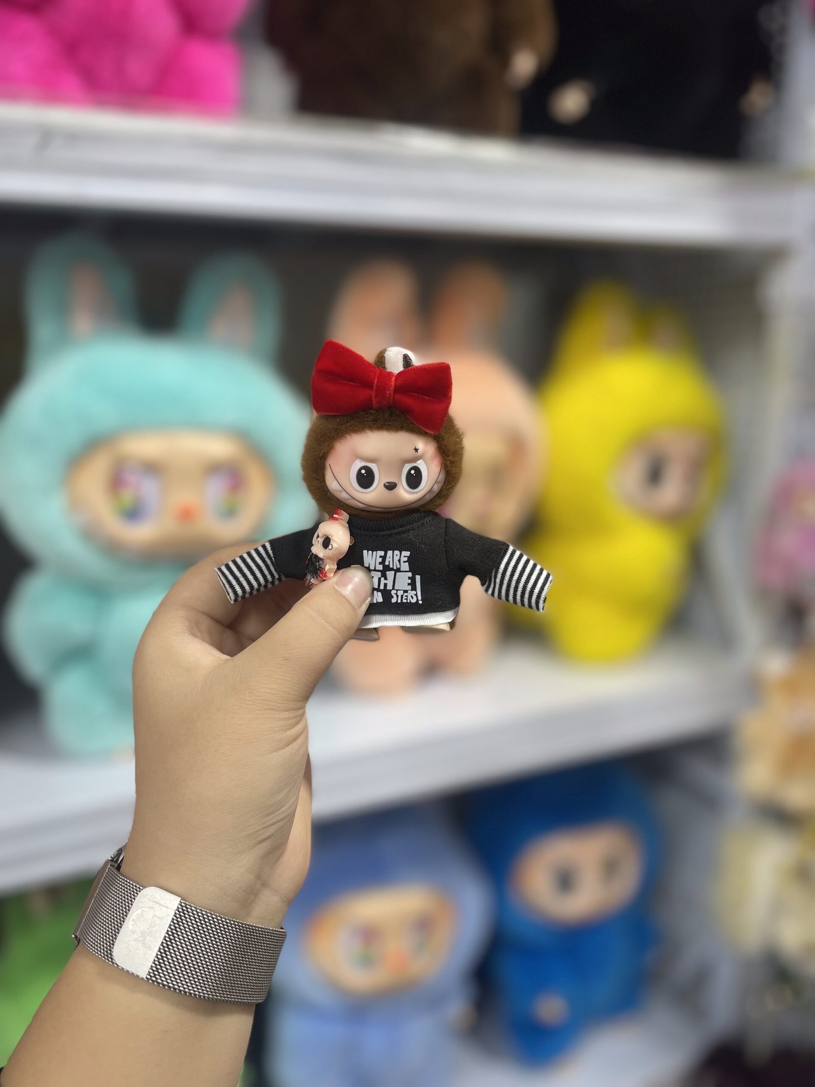 12cm high quality copy mini catch me Labubu vinyl plush pendant(all the colors) - Image 2